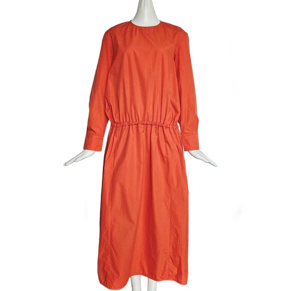MARNI ORANGE DRAWSTRING MIDI DRESS (40) - Picture 6 of 11
